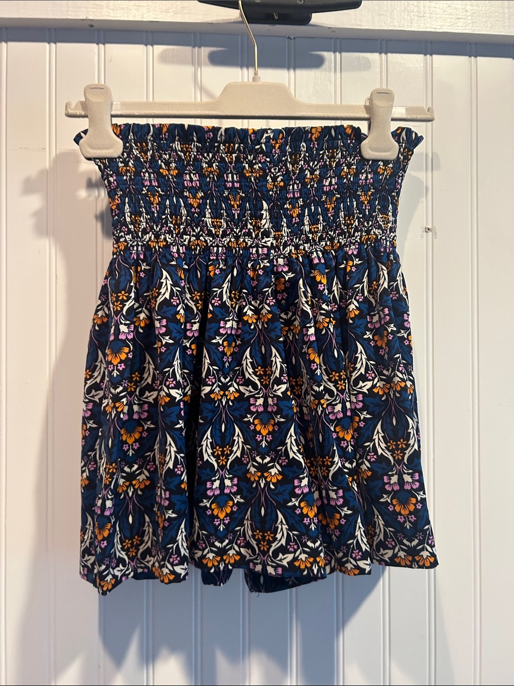 Joy Joy Navy Floral Smocked Mini Skort